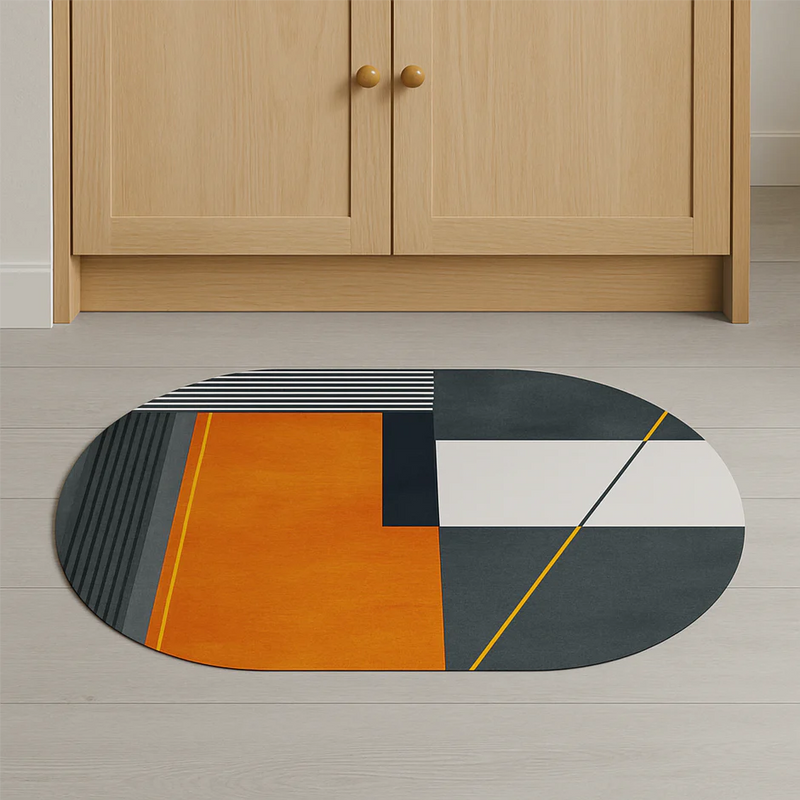 Classic houndstooth  Oval Shape Door Mat