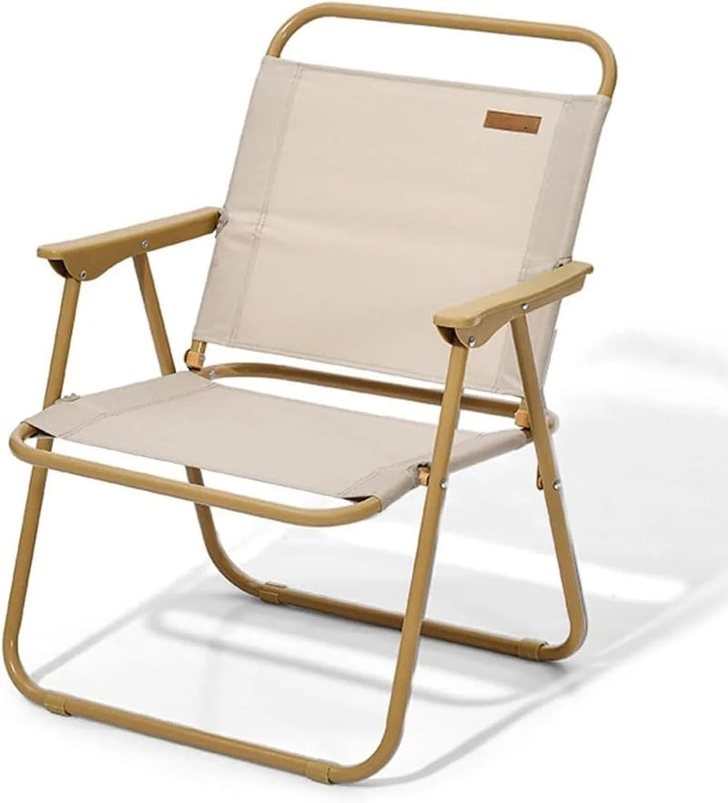 Portable Folding Chair with Wooden Armrests