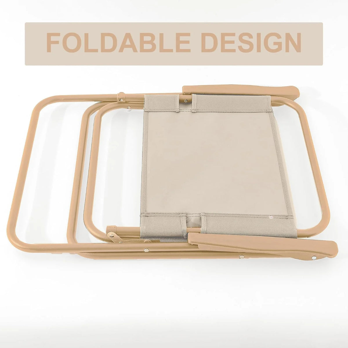 Portable Folding Chair with Wooden Armrests