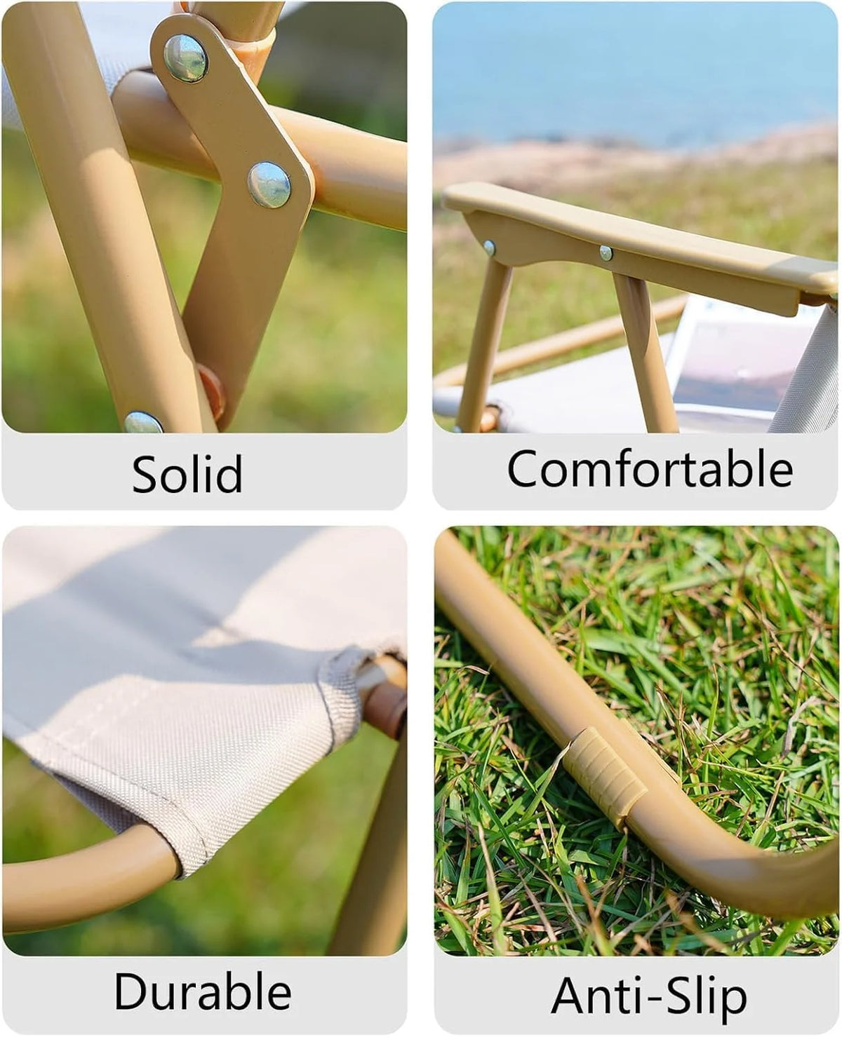 Portable Folding Chair with Wooden Armrests