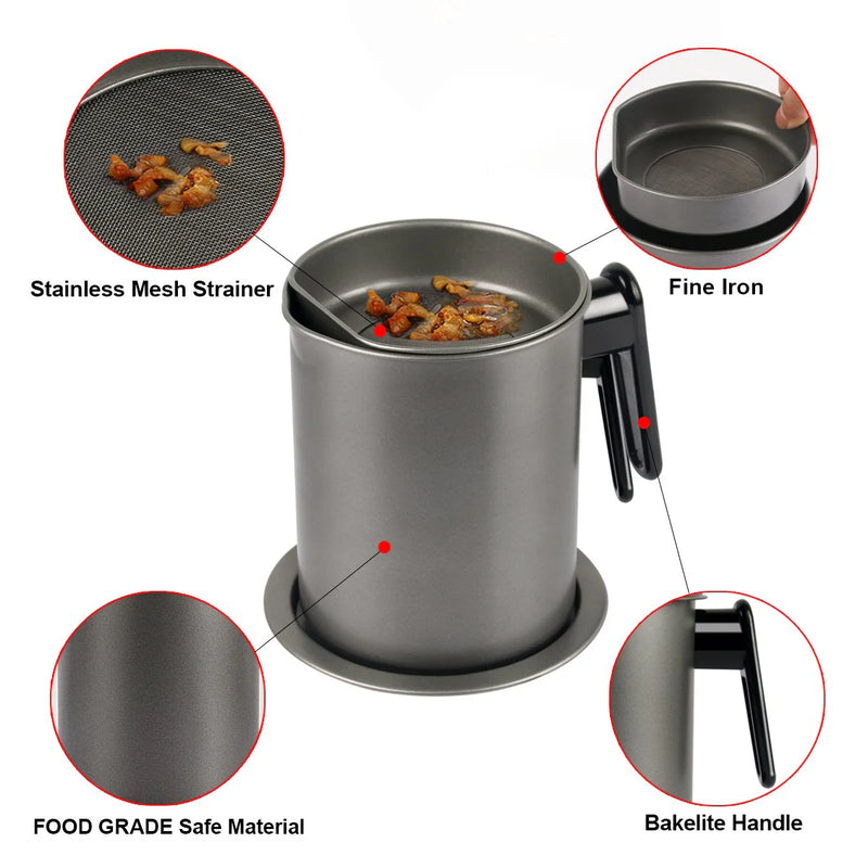1.8L Stainless Steel Dual-Purpose Oil Filter Pot