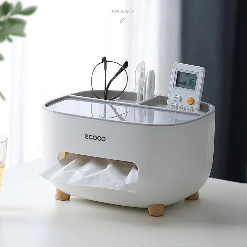 ECOCO Multifunctional Tissue Organizer Box with Remote Control Storage