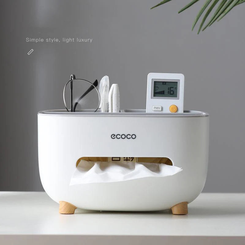 ECOCO Multifunctional Tissue Organizer Box with Remote Control Storage