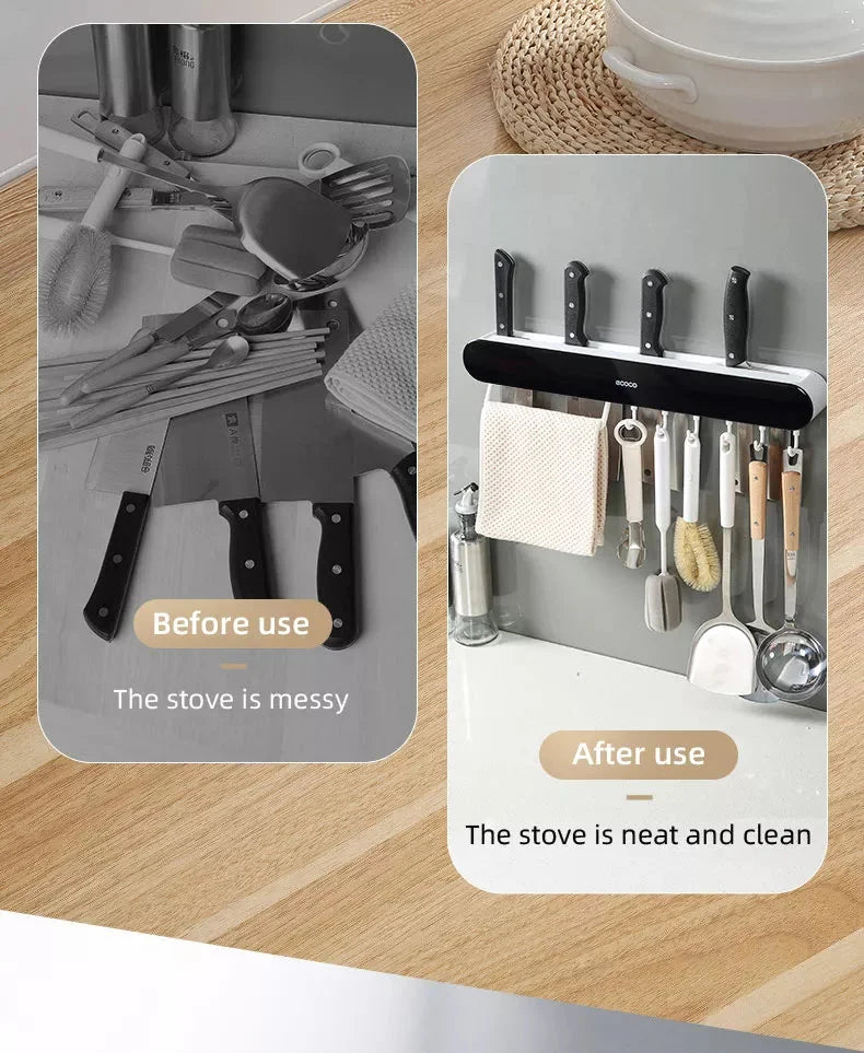 Ecoco Wall-Mounted Knife Holder- Kitchen Towel & Tools Holder