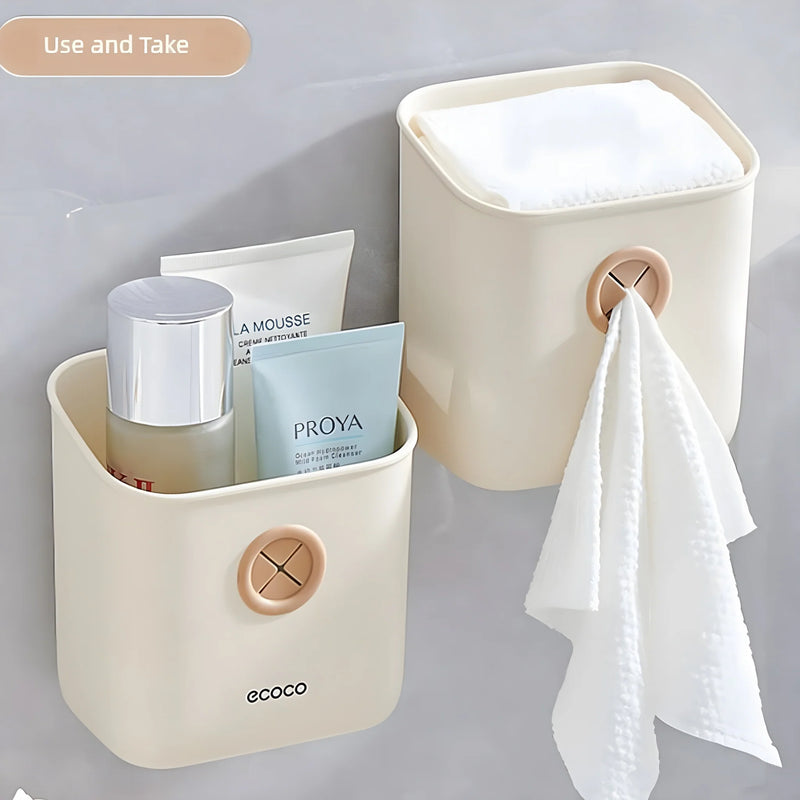 Ecoco Wall Mounted Holder for Utility- Nail Free No Wall Drilling Organizer Basket