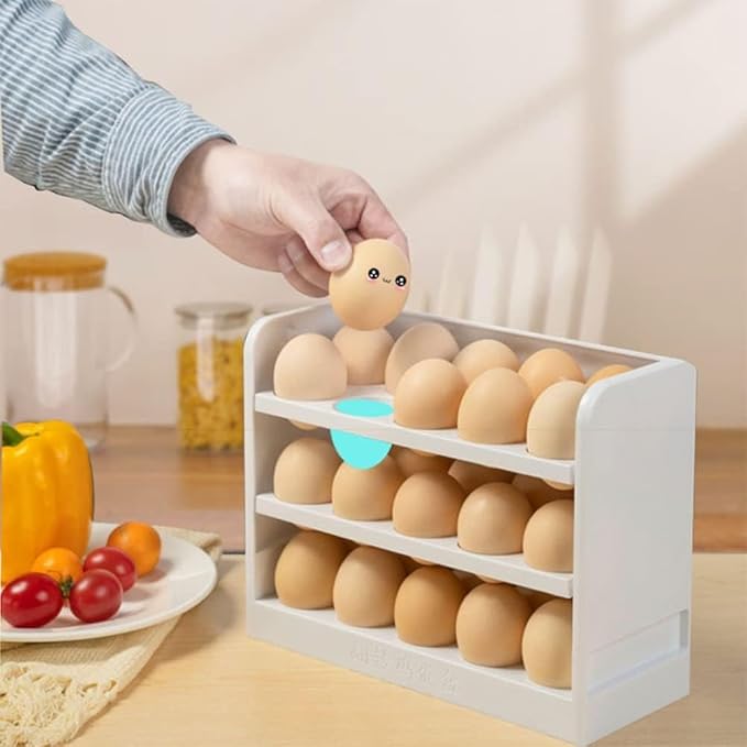 Kitchen Egg Storage Container, 3-Tier Egg Organizer Holder