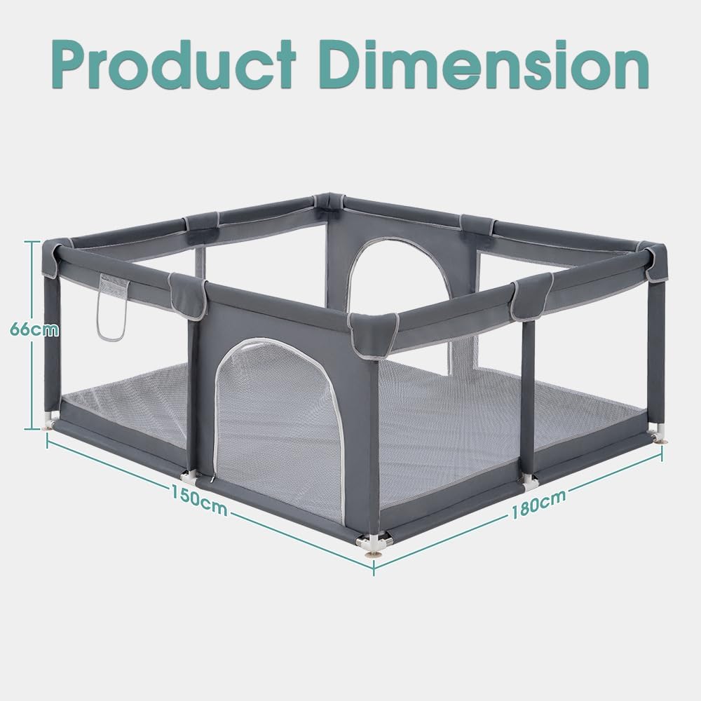 Large Baby Play Yards with Soft Breathable Mesh