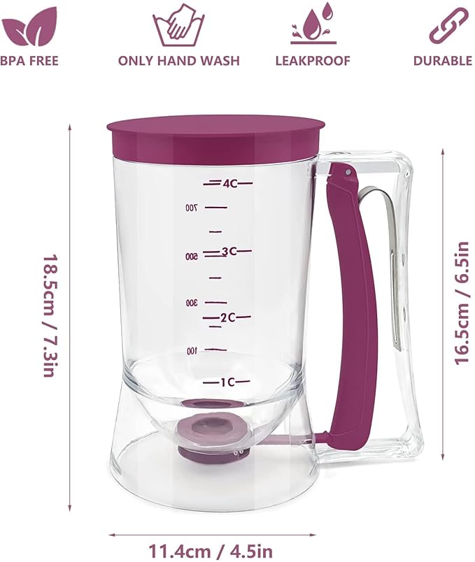 Pancake Cupcake Batter Dispenser with Measuring Label