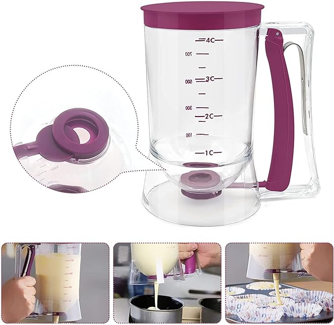 Pancake Cupcake Batter Dispenser with Measuring Label