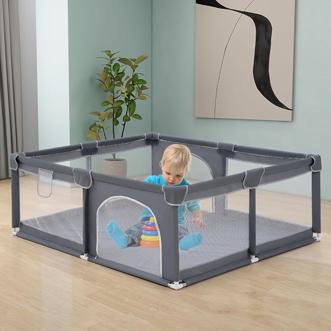 Large Baby Play Yards with Soft Breathable Mesh
