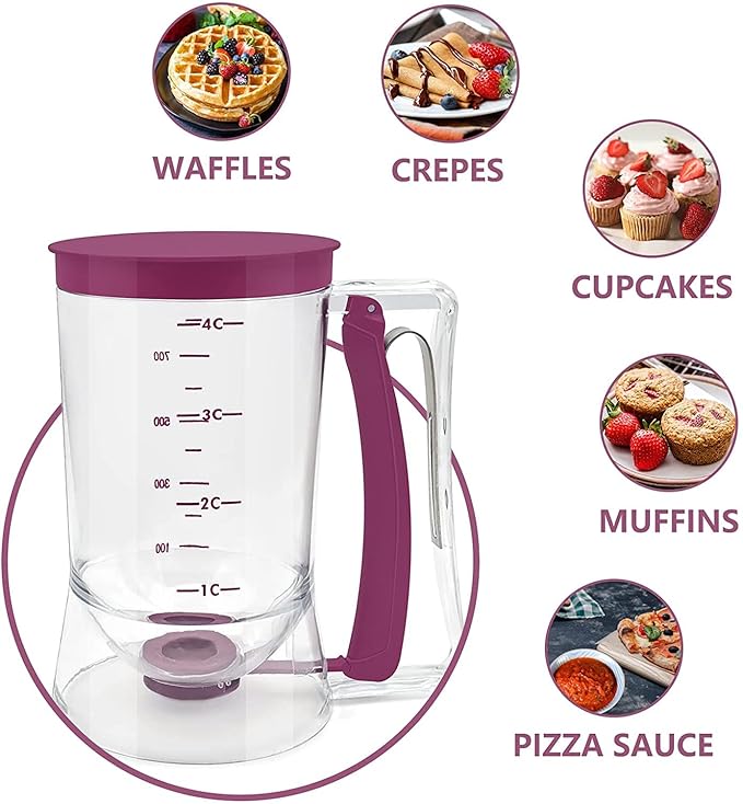Pancake Cupcake Batter Dispenser with Measuring Label