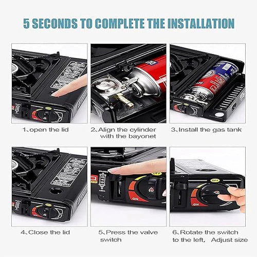 Portable Gas Stove with Carrying Case for Outdoor Camping, Hiking, Picnics