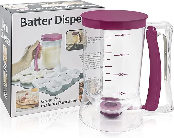 Pancake Cupcake Batter Dispenser with Measuring Label