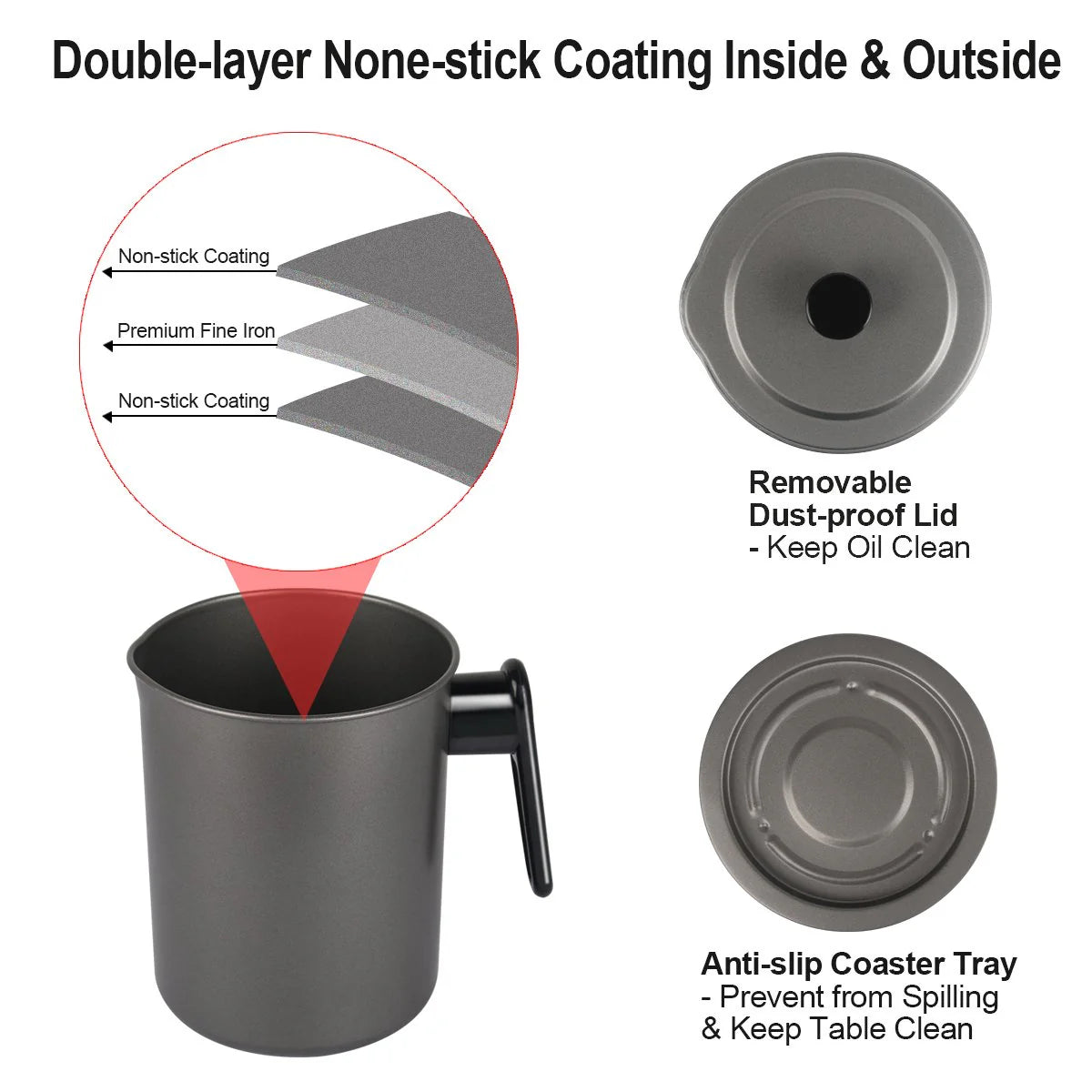 1.8L Stainless Steel Dual-Purpose Oil Filter Pot