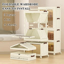 Stackable & Foldable Storage Cabinet with Doors and Wheels