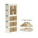 Stackable & Foldable Storage Cabinet with Doors and Wheels