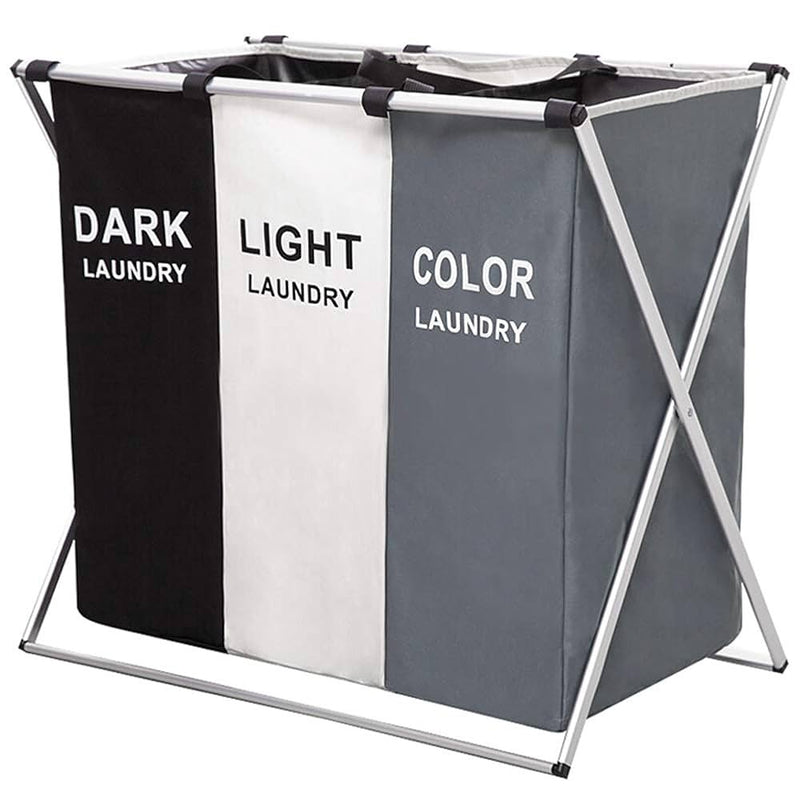 Foldable 3-Section Laundry Basket