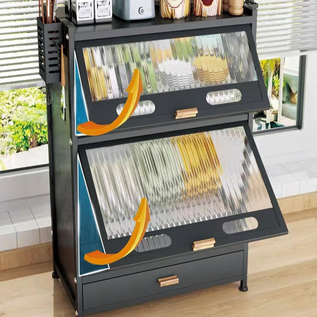 رف تجفيف الأطباق مع درج وغطاء