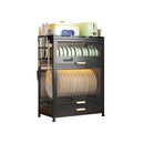 رف تجفيف الأطباق مع درج وغطاء