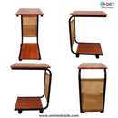 Portable Mini C-Shaped Bedroom Tea Table, Wooden Side Table
