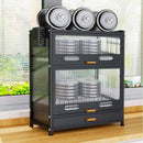 رف تجفيف الأطباق مع درج وغطاء