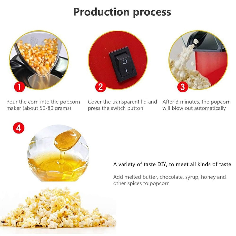 Electric Popcorn Maker Machine with 1200W, No oil needed