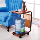 Portable Mini C-Shaped Bedroom Tea Table, Wooden Side Table