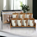 Ceramic Kitchen Storage with Wooden Stand- Pack of 7