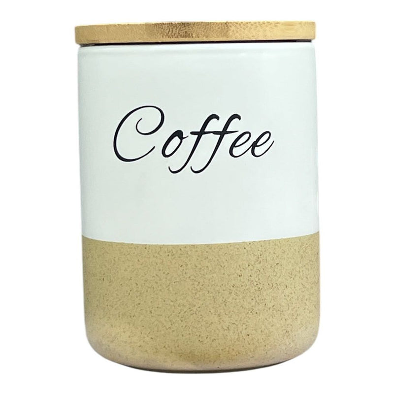 7-Piece Ceramic Spice Jar Set with Bamboo Lids and Wooden Rack
