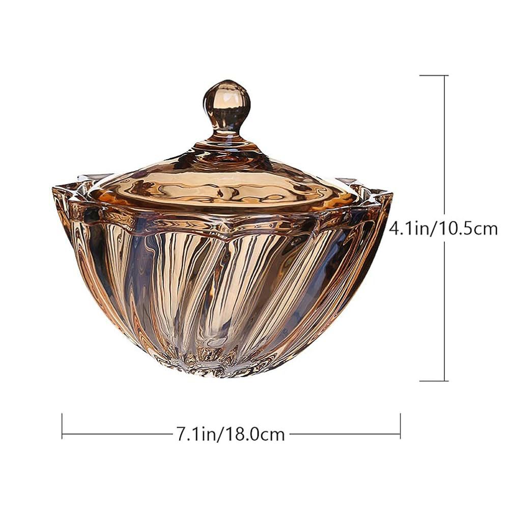 وعاء حلوى زجاجي مضلع مع غطاء