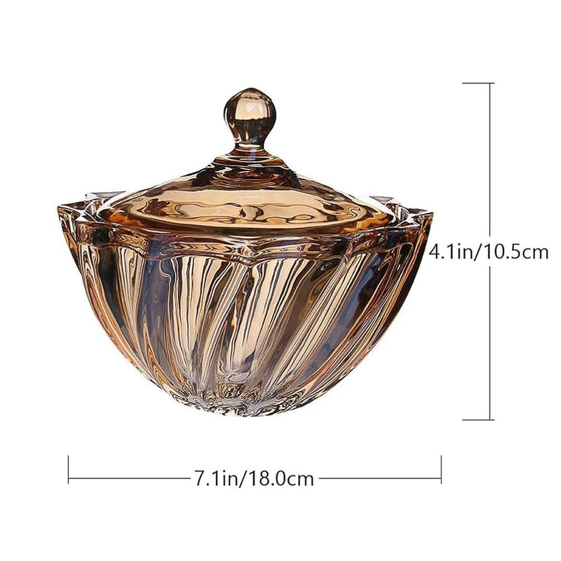 Ribbed Glass Candy Bowl with Lid