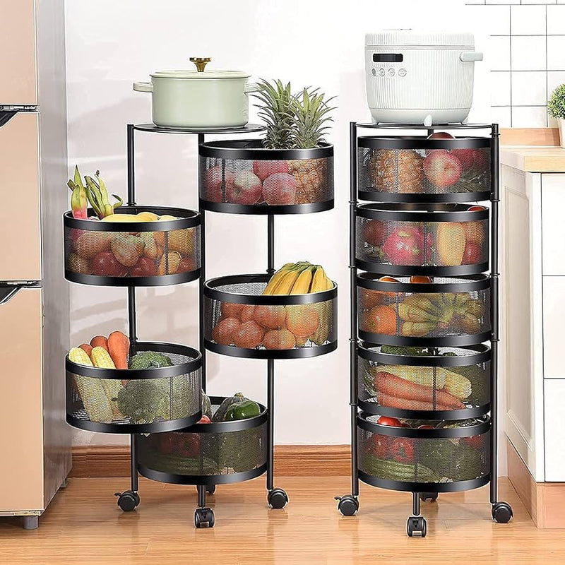 4-Tier Rotating Basket Rolling Utility Cart