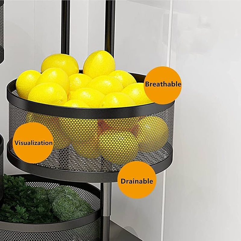 4-Tier Rotating Basket Rolling Utility Cart