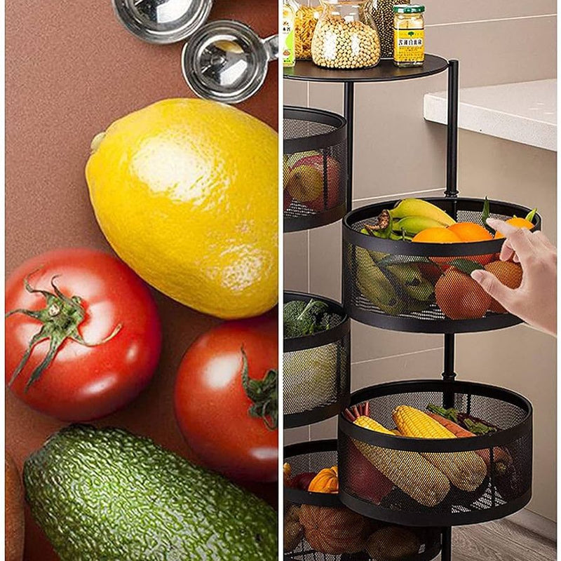4-Tier Rotating Basket Rolling Utility Cart