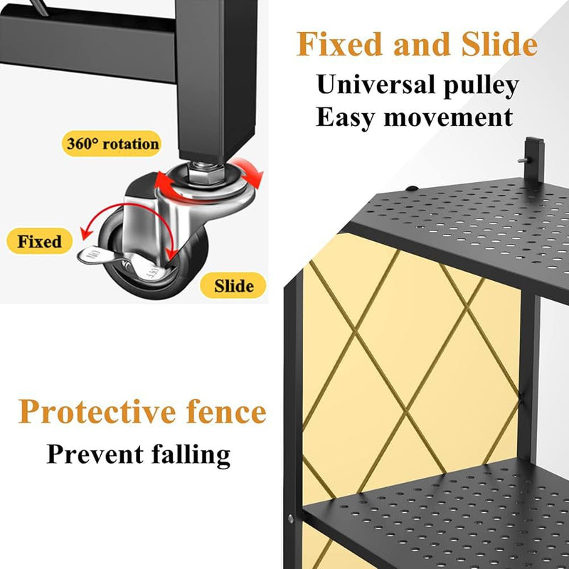 Multi-functional 5-Tier Foldable Rolling Storage Shelf