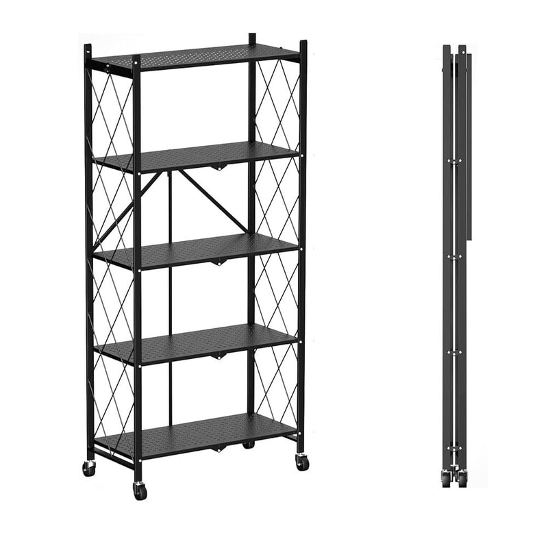Multi-functional 5-Tier Foldable Rolling Storage Shelf