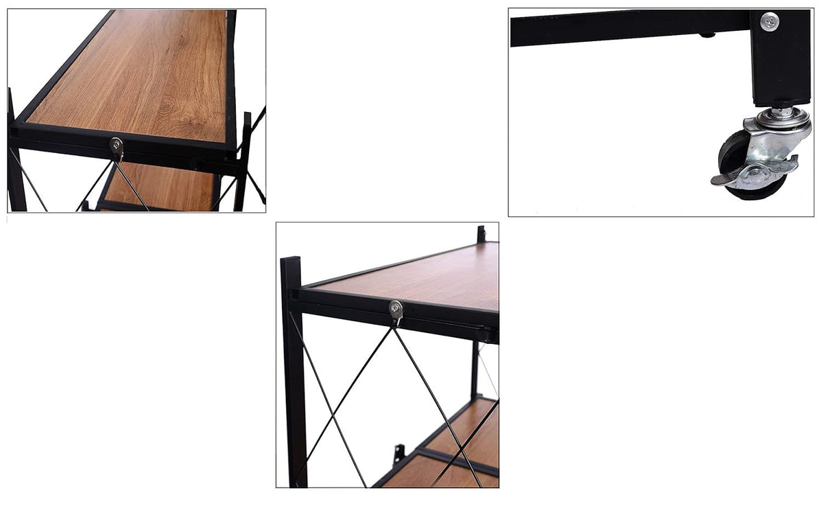 أرفف تخزين خشبية عريضة قابلة للطي