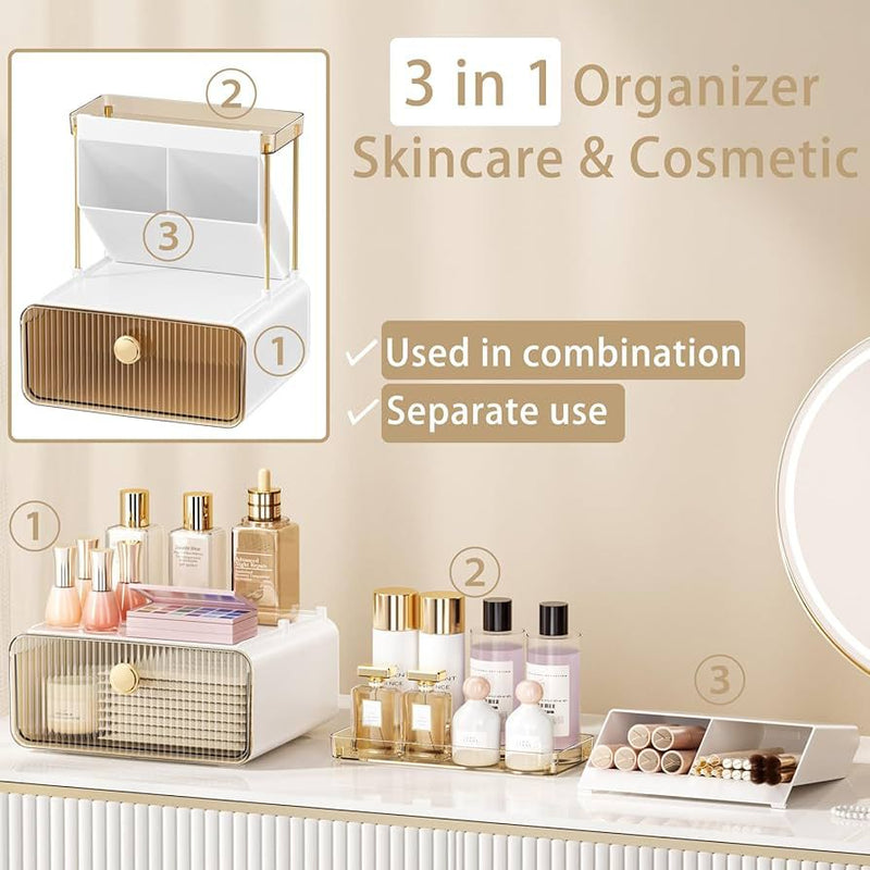 Luxury 3-in-1 Detachable Cosmetic & Skincare Organizer