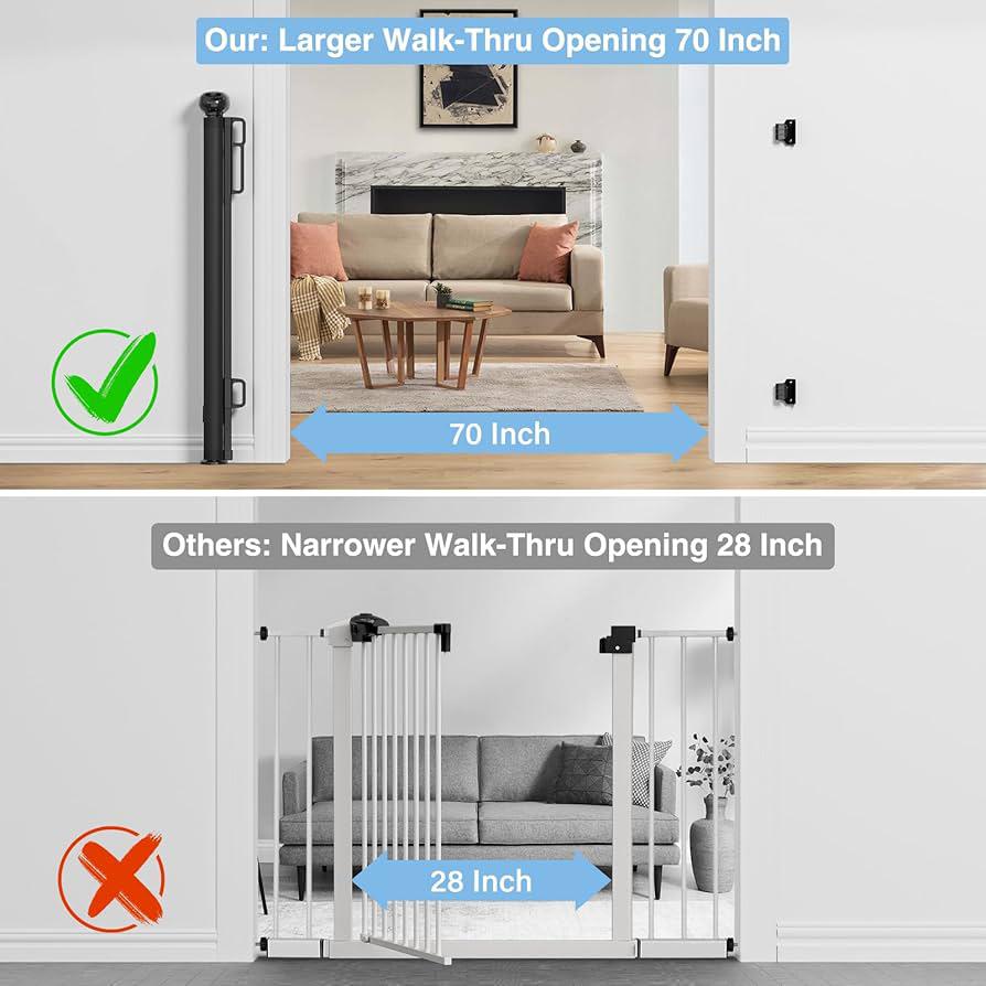 بوابة قابلة للسحب للأطفال والحيوانات الأليفة - بدون حفر