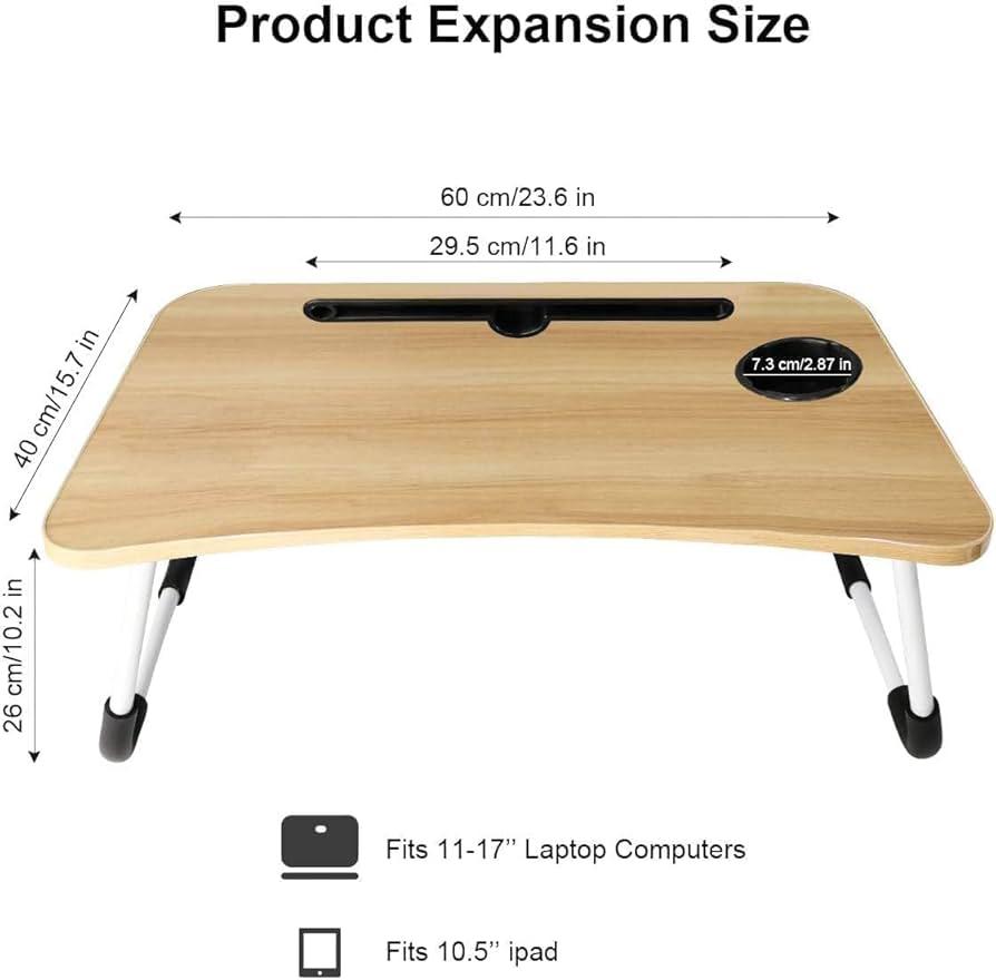 طاولة كمبيوتر محمول قابلة للطي مع حامل تثبيت وأرجل مانعة للانزلاق