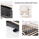 2-Tier Aviation Aluminum Dish Drying Rack with Rotatable Drain Spout