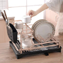 2-Tier Aviation Aluminum Dish Drying Rack with Rotatable Drain Spout