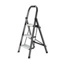 Step ladder with three white rungs on a white background