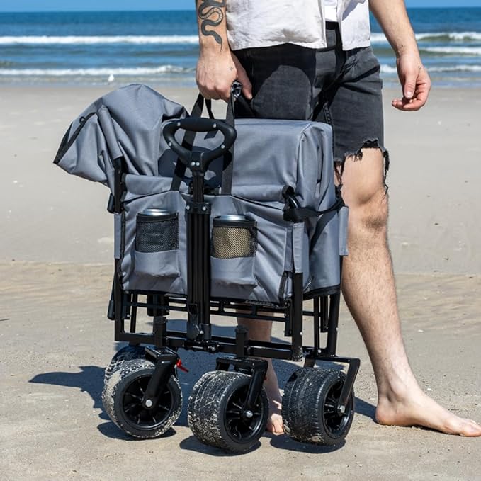 عربة كرسي قابلة للطي 2 في 1 مع جيوب