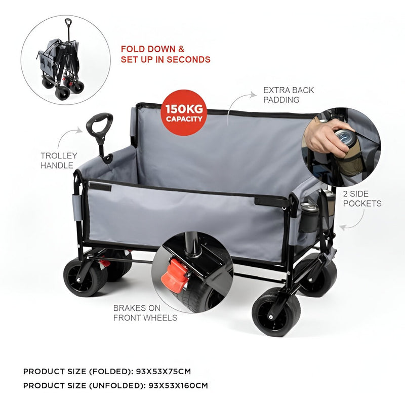 2-in-1 Foldable Chair Cart with pockets