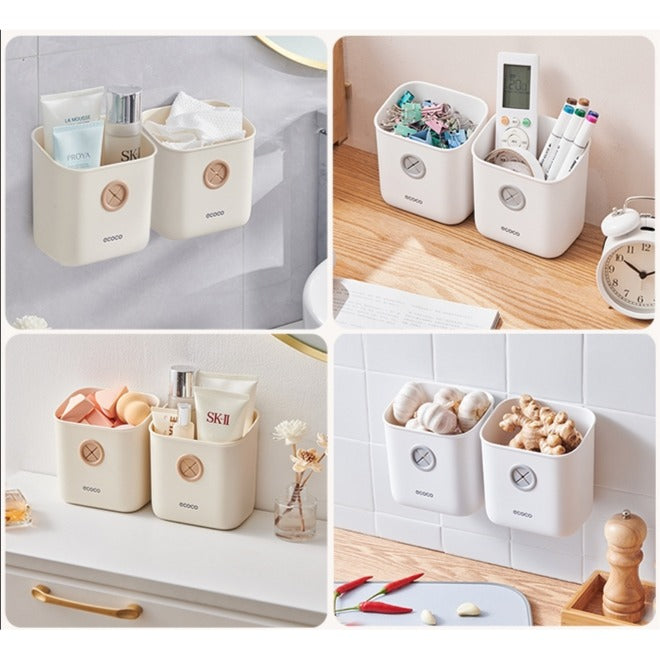 Ecoco Wall Mounted Holder for Utility- Nail Free No Wall Drilling Organizer Basket
