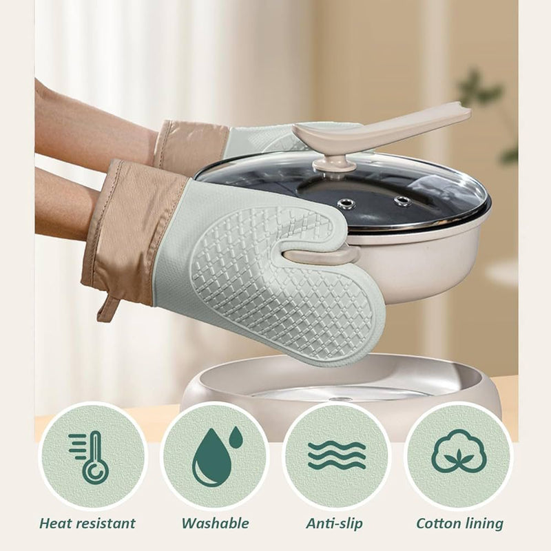 1 Pair Silicone Oven Gloves, Heat-Resistant Oven Gloves