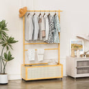 Multi-Functional Clothing Organizer with Rattan Storage Bin