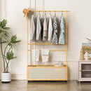 Multi-Functional Clothing Organizer with Rattan Storage Bin