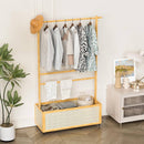 Multi-Functional Clothing Organizer with Rattan Storage Bin